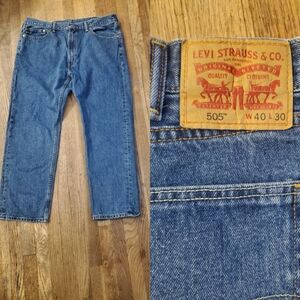 40x30 Levi's Men's 505 Classic Straight Jeans in Denim Blue
